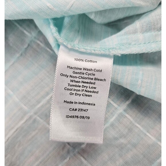 NWOT Talbots Womens 3X Light Blue Plaid Tunic Top Blouse Lightweight Cotton - Picture 6 of 8
